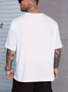 Baskılı Oversize Bisiklet Yaka T-shirt - Beyaz resmi